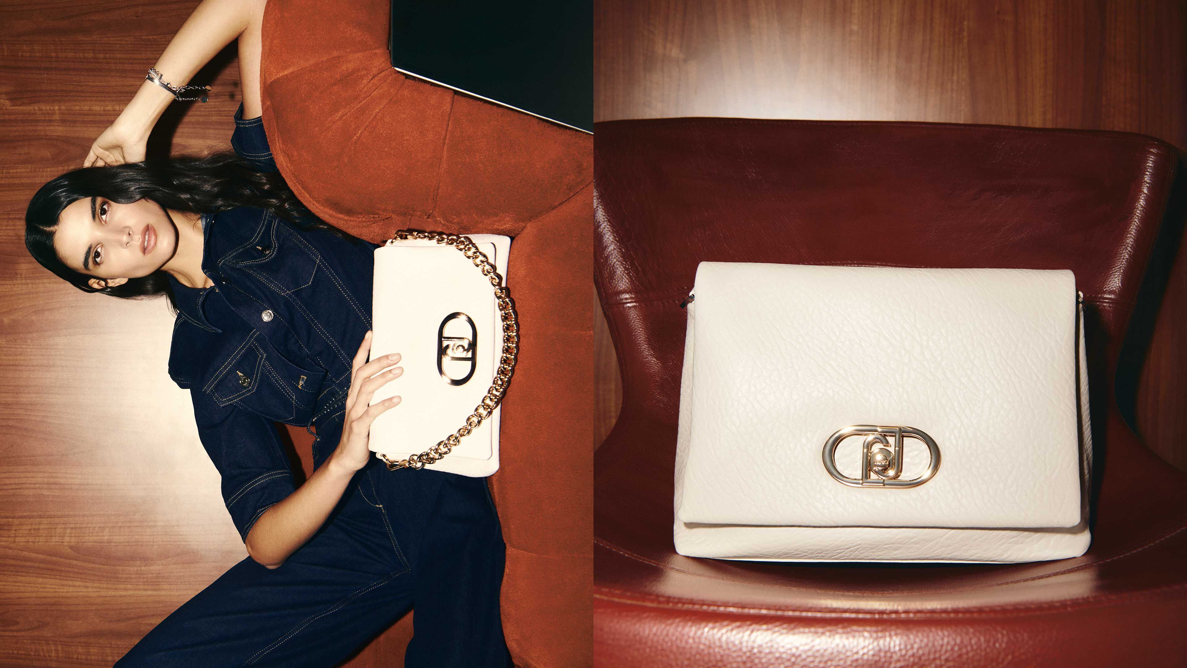 Beyaz zincir askılı Liu Jo kadın çantasıyla modern ve şık kombin