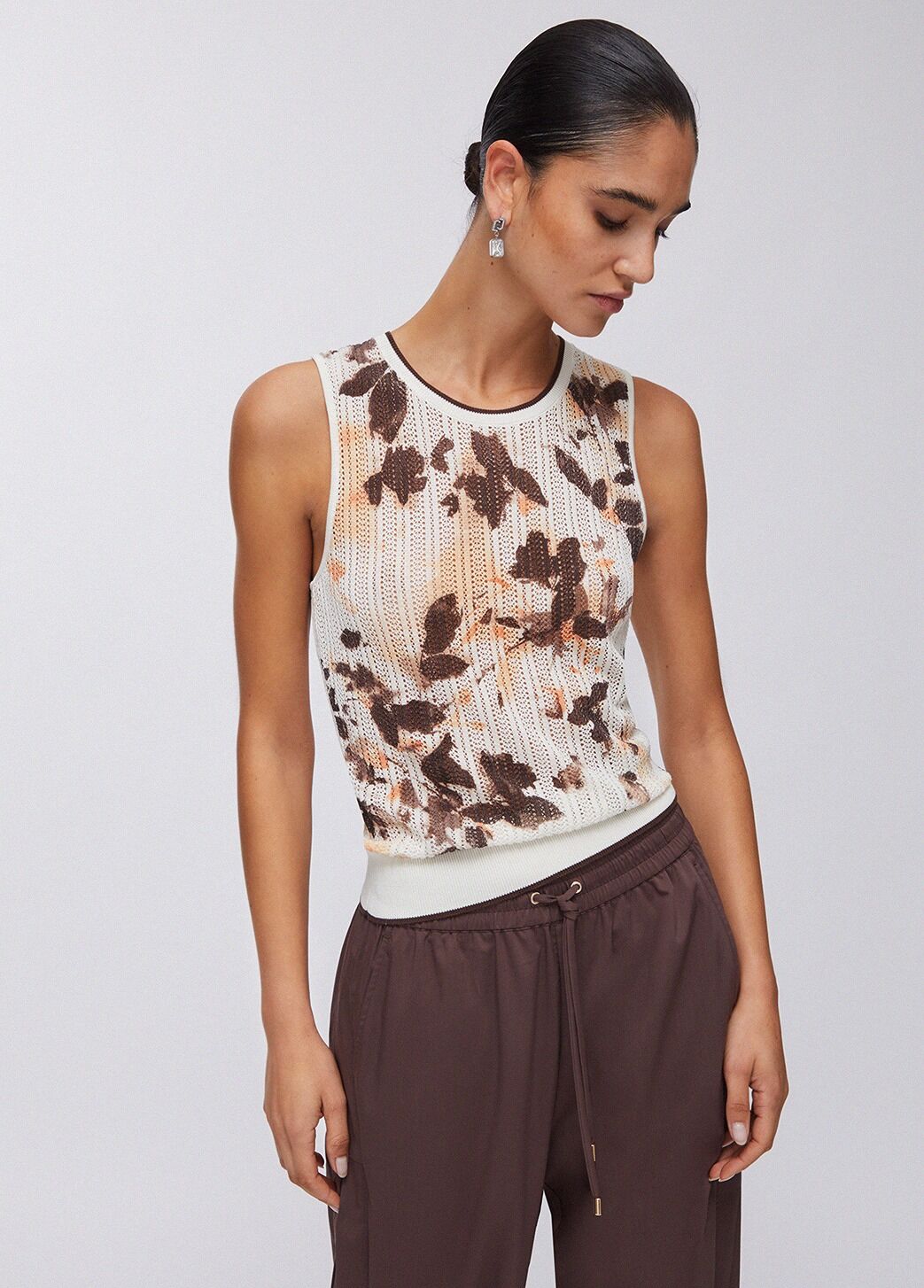 Desenli Bisiklet Yaka Ajur Örme Bluz