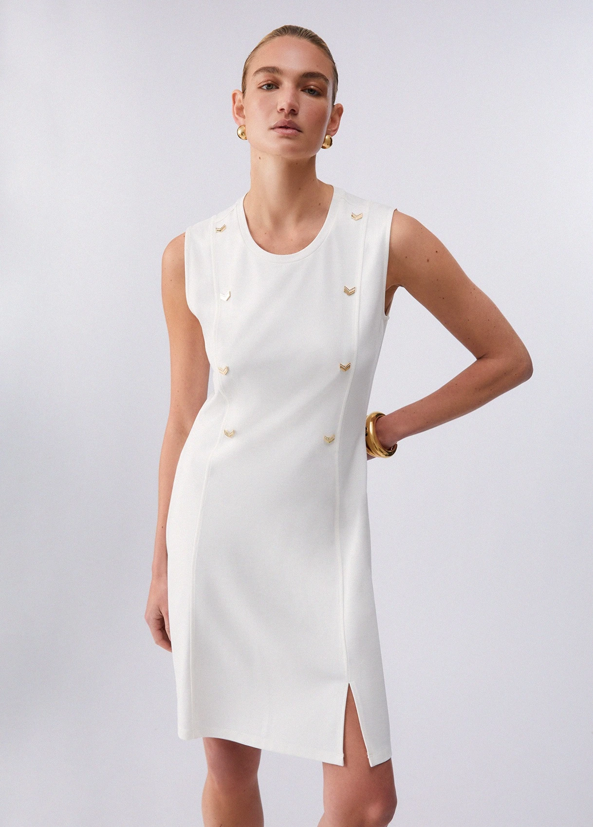 Beyaz Jersey Birleşik Elbise