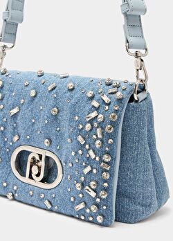 Taşlı Mavi Denim LaPuffy Orta Çanta ürünü görüntülemek için tıklayınız