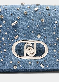 Taşlı Mavi Denim LaPuffy Orta Çanta ürünü görüntülemek için tıklayınız