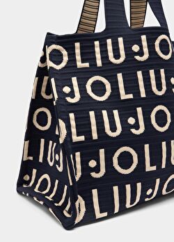 Siyah Logolu Örme Tote Çanta ürünü görüntülemek için tıklayınız