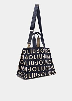 Siyah Logolu Örme Tote Çanta ürünü görüntülemek için tıklayınız