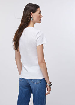 Beyaz Baskılı Kısa Kollu T-Shirt ürünü görüntülemek için tıklayınız
