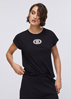 Siyah Kısa Kollu Taşlı T-Shirt ürünü görüntülemek için tıklayınız