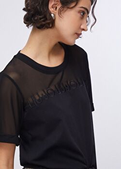 Siyah Tüllü Kısa Kol T-Shirt ürünü görüntülemek için tıklayınız