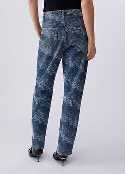 Mavi Düz Kesim Yüksek Bel Denim Pantolon ürünü görüntülemek için tıklayınız