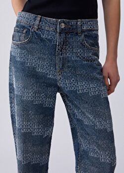 Mavi Düz Kesim Yüksek Bel Denim Pantolon ürünü görüntülemek için tıklayınız