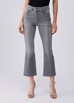 Gri Princess Yüksek Bel Denim Pantolon ürünü görüntülemek için tıklayınız