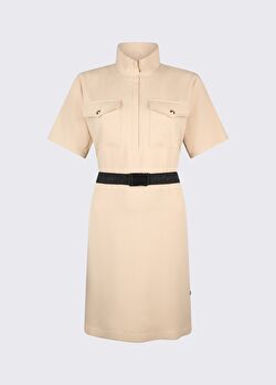 Bej Krep Kısa Elbise ürünü görüntülemek için tıklayınız