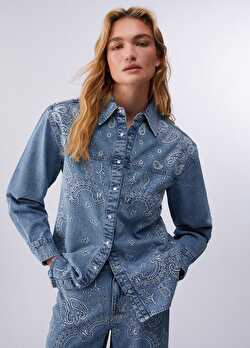 Mavi Işlemeli Denim Gömlek Ceket ürünü görüntülemek için tıklayınız