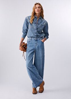 Mavi Flare Denim Pantolon ürünü görüntülemek için tıklayınız