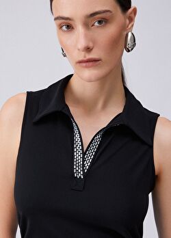 Siyah Taşlı Polo Yaka Jarse Elbise ürünü görüntülemek için tıklayınız