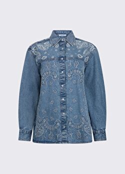 Mavi Işlemeli Denim Gömlek Ceket ürünü görüntülemek için tıklayınız