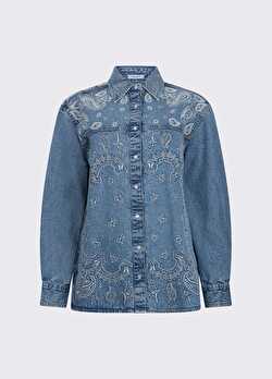 Mavi Işlemeli Denim Gömlek Ceket ürünü görüntülemek için tıklayınız