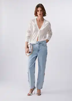 Mavi Zımba Detaylı Straight Pantolon ürünü görüntülemek için tıklayınız