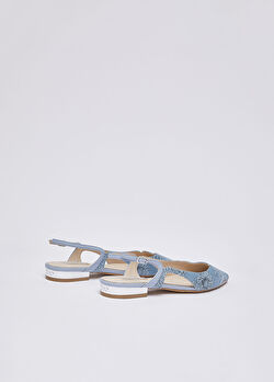 Açık Mavi Çiçek Baskılı Denim Slingback ürünü görüntülemek için tıklayınız