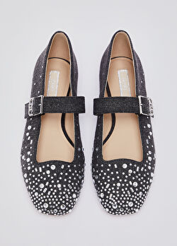 Denim Taş İşlemeli Balerin ürünü görüntülemek için tıklayınız