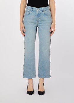 Mavi Yırtmaçlı Düz Kesim Pantolon ürünü görüntülemek için tıklayınız