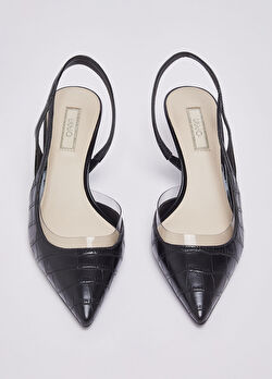Siyah Timsah Baskılı Slingback ürünü görüntülemek için tıklayınız