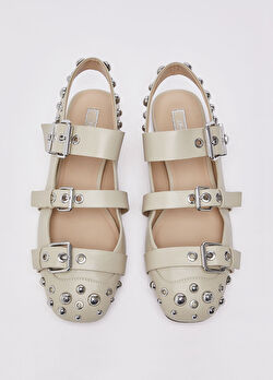 Rope (Doğal Hasır) Stud Detaylı Deri Slingback ürünü görüntülemek için tıklayınız