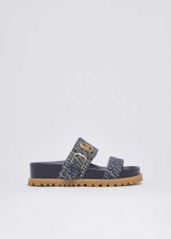 Koyu Mavi Monogram Denim Sandalet ürünü görüntülemek için tıklayınız