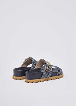 Koyu Mavi Monogram Denim Sandalet ürünü görüntülemek için tıklayınız