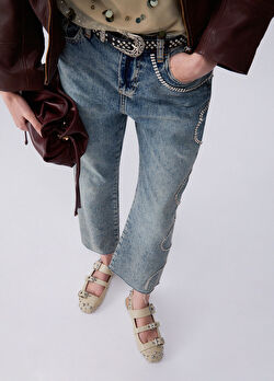 Rope (Doğal Hasır) Stud Detaylı Deri Slingback ürünü görüntülemek için tıklayınız