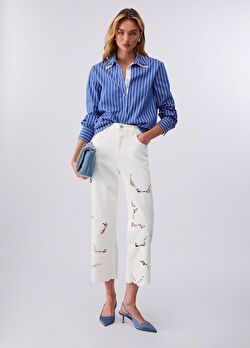 Beyaz / Mavi Uzun Kollu Gömlek ürünü görüntülemek için tıklayınız