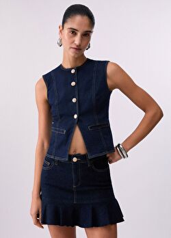 Slim Fit Denim Yelek ürünü görüntülemek için tıklayınız
