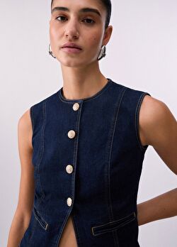 Slim Fit Denim Yelek ürünü görüntülemek için tıklayınız