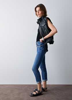 Skinny Fit Katlı Paça Denim Pantolon ürünü görüntülemek için tıklayınız
