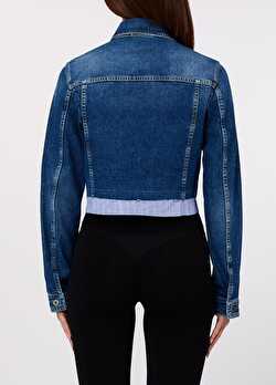 Şerit Detaylı Denim Ceket ürünü görüntülemek için tıklayınız