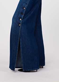 Düğme Detaylı Wide Leg Jean Pantolon ürünü görüntülemek için tıklayınız