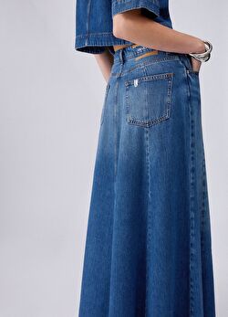 Açık Mavi Maxi Denim Etek ürünü görüntülemek için tıklayınız