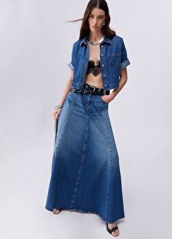 Açık Mavi Maxi Denim Etek ürünü görüntülemek için tıklayınız