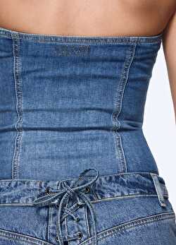 Bağcık Detaylı Denim Straplez Büstiyer ürünü görüntülemek için tıklayınız