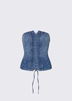 Bağcık Detaylı Denim Straplez Büstiyer ürünü görüntülemek için tıklayınız