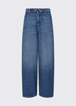 Bağcık Detaylı Wide Leg Jean Pantolon ürünü görüntülemek için tıklayınız
