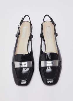 Rugan Slingback Logo Tokalı Topuklu Ayakkabı ürünü görüntülemek için tıklayınız