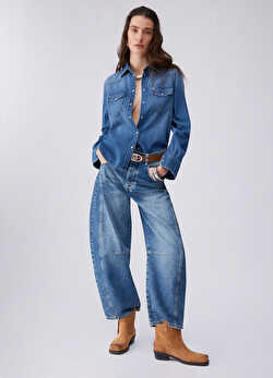 Çift Cepli Denim Gömlek ürünü görüntülemek için tıklayınız