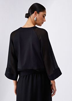 Siyah File Detaylı Sweatshirt ürünü görüntülemek için tıklayınız