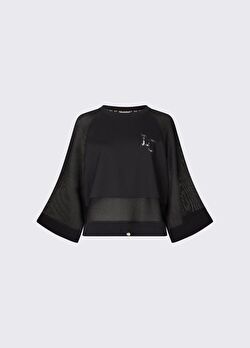 Siyah File Detaylı Sweatshirt ürünü görüntülemek için tıklayınız