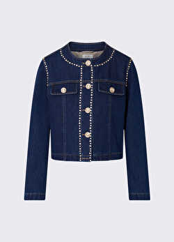 Taşlı dar kesim denim ceket ürünü görüntülemek için tıklayınız