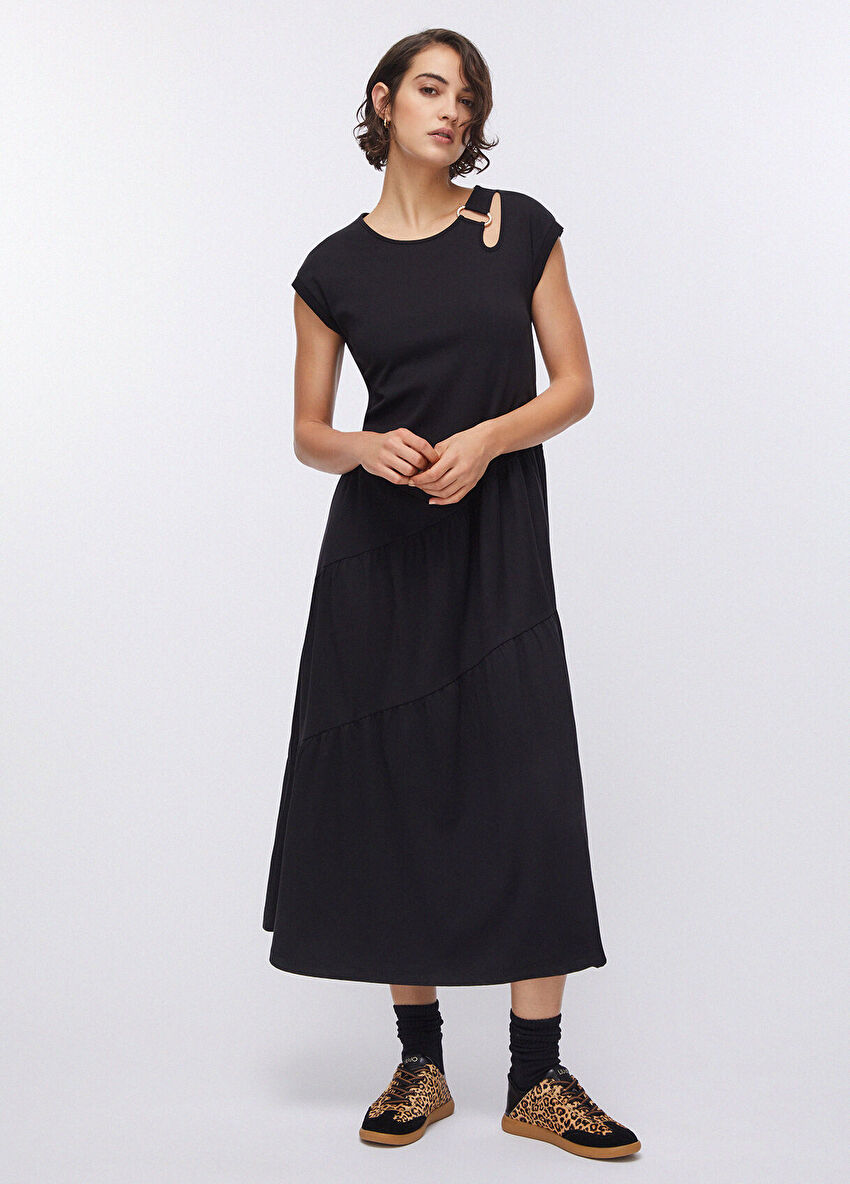 Siyah Midi Boy Elbise