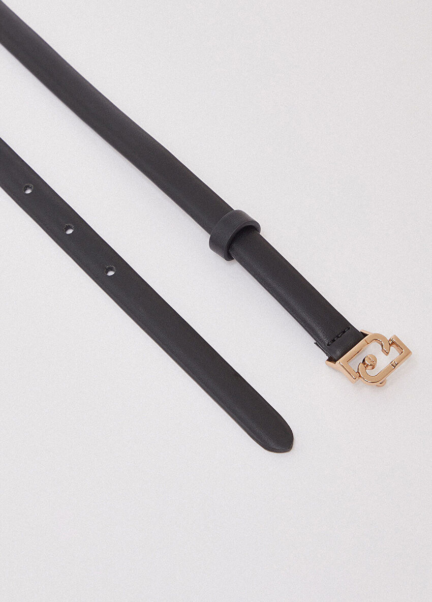 Siyah Logo Toka 1.5 Cm Ince Kemer