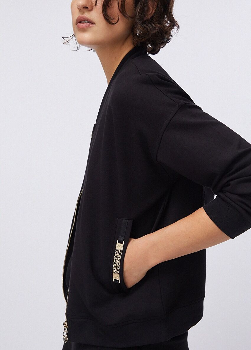 Siyah Dore Detaylı Hırka