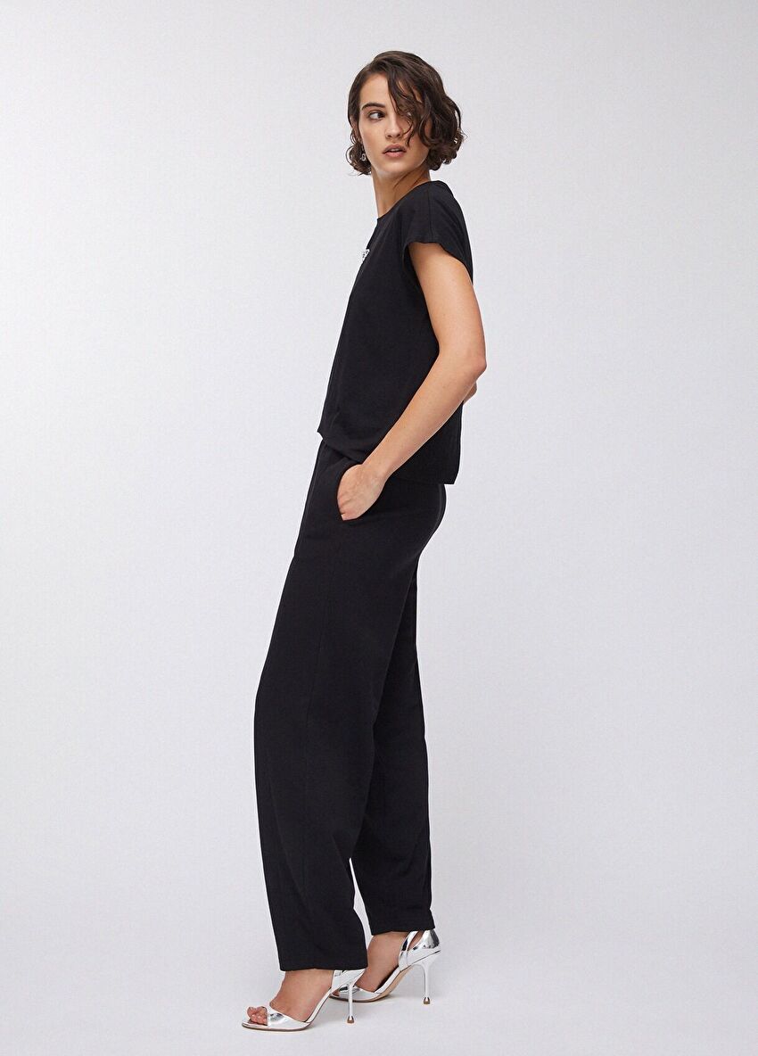 Siyah Felpa Balon Pantolon