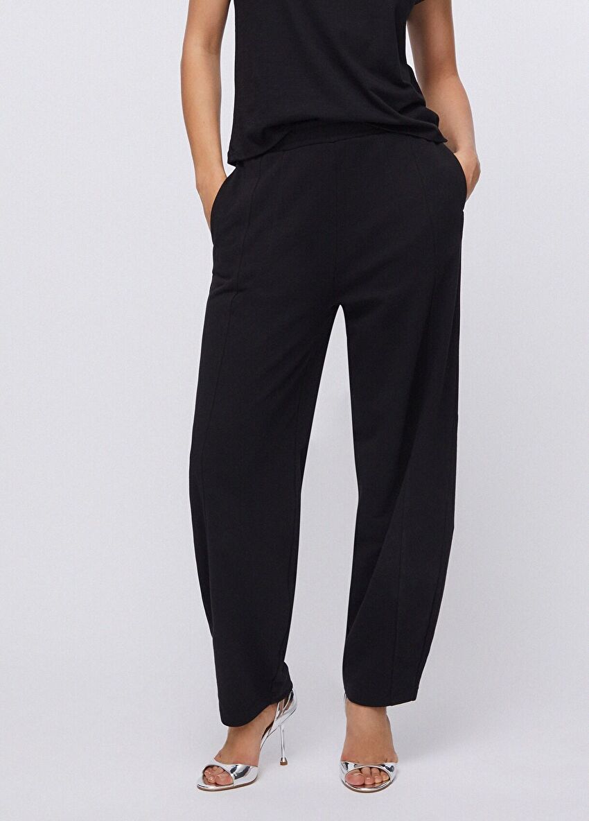 Siyah Felpa Balon Pantolon