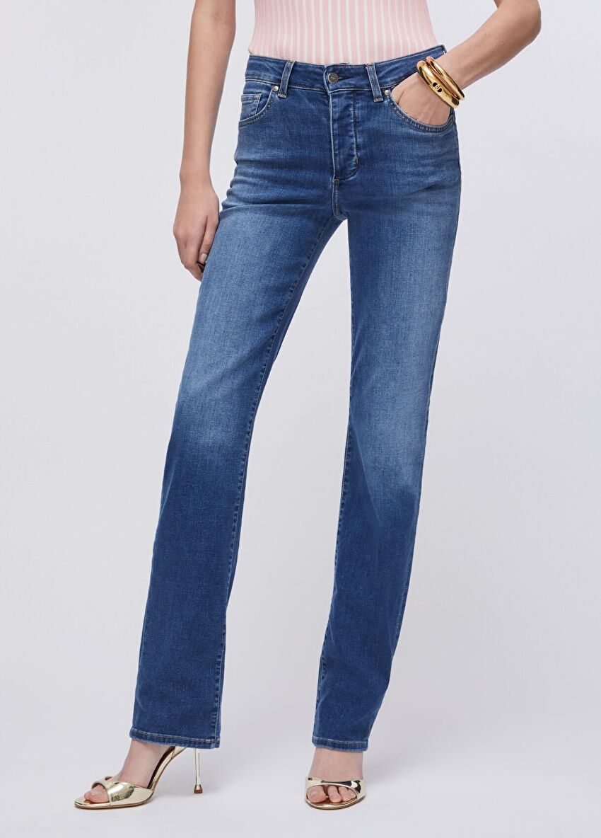 Yüksek Bel Straight Fit Jean